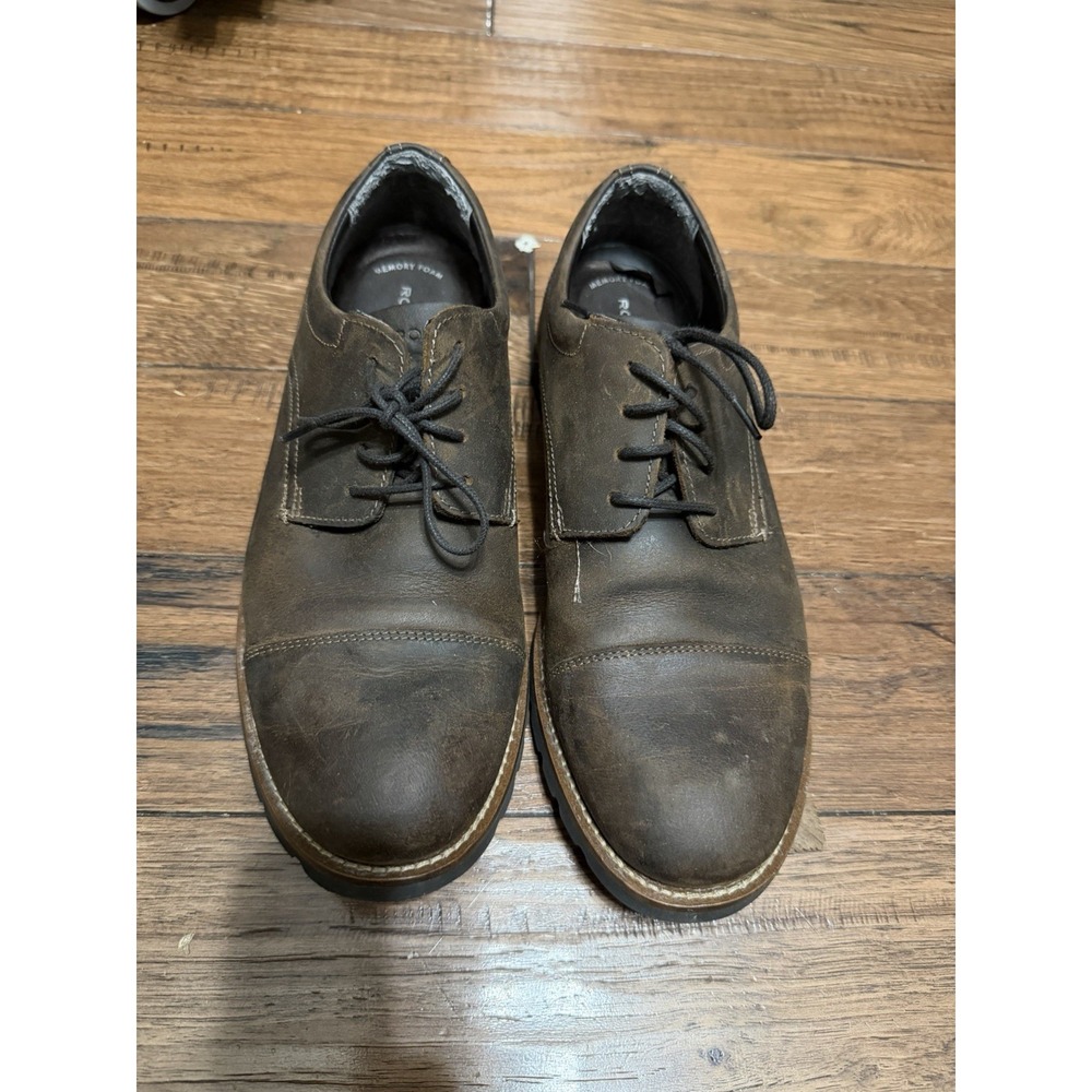 Rockport Mens H79458 Brown Leather Cap Toe Oxford Shoes Size 8 M‎ Memory Foam